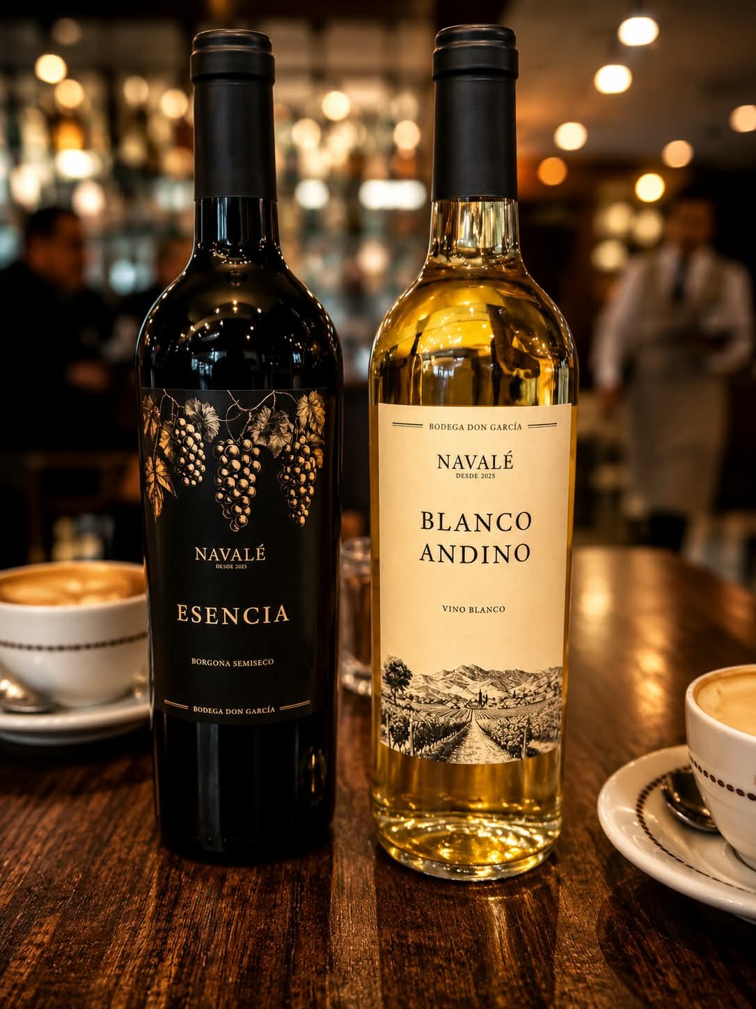 Esencia y Blanco Andino servidos en la barra
