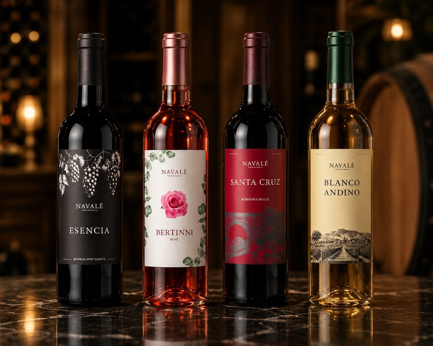 Esencia, Bertinni Rosé, Santa Cruz y Blanco Andino