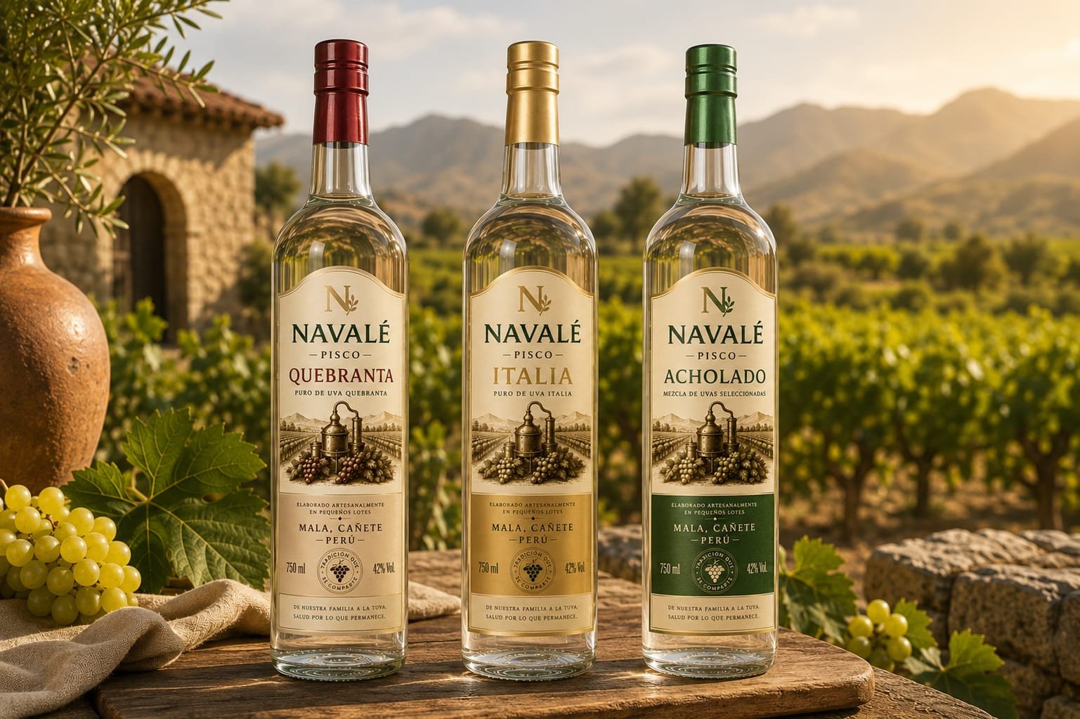 Piscos Navalé Quebranta, Italia y Acholado